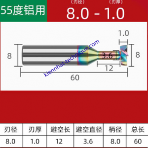 Mũi phay rãnh T hợp kim nhôm D8*(0.5~3)