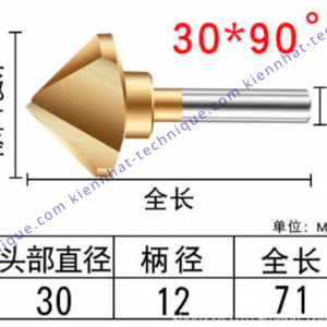 Mũi lã lổ D30*90° (3 lưỡi cắt)