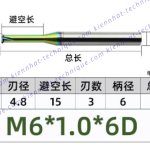 Dao phay ren hợp kim phủ DLC (nhôm) 1*15*50*6 P1 (1 răng)