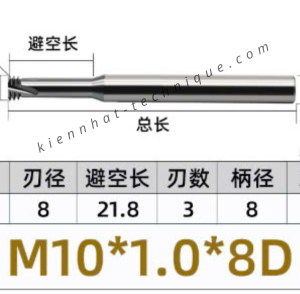 Dao phay ren hợp kim 1*21.8*60*8 P1 (3 răng)