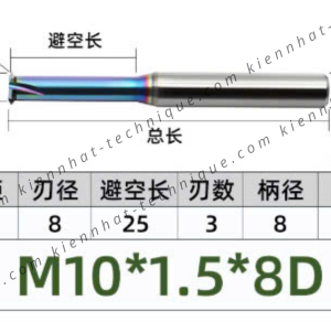 Dao phay ren hợp kim phủ DLC (nhôm) 1.75*30*75*10 P1.75 (1 răng)