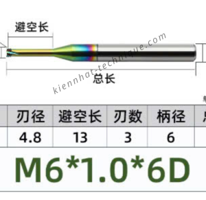 Dao phay ren hợp kim phủ DLC (nhôm) 1*13*50*6 P1 (3răng)