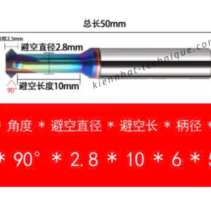 Mũi Chamfer (Vát mép) ngược, phủ DLC (Nhôm) D6*90°*D6*50L*4F