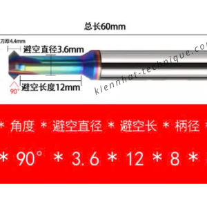 Mũi Chamfer (Vát mép) ngược, phủ DLC (Nhôm) D8*90°*D8*50L*4F