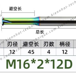 Dao phay ren hợp kim phủ DLC (nhôm) 2*45*75*12 P2 (1 răng)
