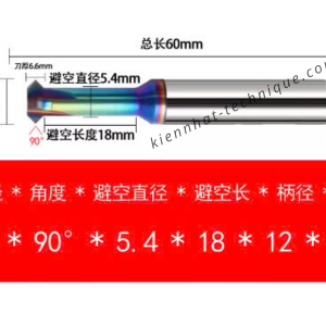 Mũi Chamfer (Vát mép) ngược, phủ DLC (Nhôm) D12*90°*D12*50L*4F