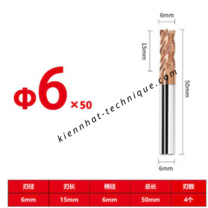 Dao phay phá thô D6*15*50*6-4F