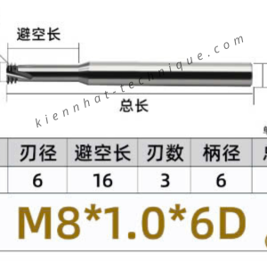 Dao phay ren hợp kim 1*16*50*6 P1 (3 răng)