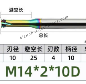 Dao phay ren hợp kim phủ DLC (nhôm) 2*25*75*10 P2 (3răng)