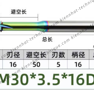 Dao phay ren hợp kim phủ DLC (nhôm) 3.5*50*90*16 P3.5 (1 răng)