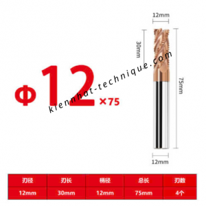Dao phay phá thô D12*30*75*12-4F