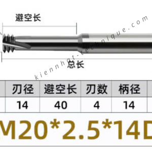 Dao phay ren hợp kim 2.5*40*90*14 P2.5 (3 răng)