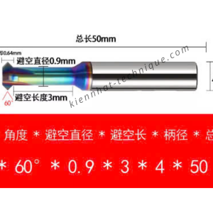 Mũi Chamfer (Vát mép) ngược, phủ DLC (Nhôm) D2*60°*D4*50L*4F