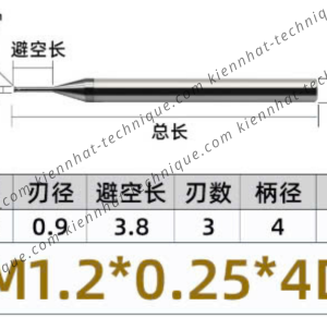 Dao phay ren hợp kim 0.25*3.8*50*4 P0.25 (1 răng)