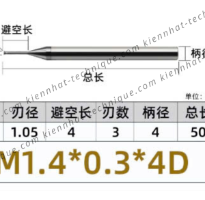 Dao phay ren hợp kim 0.3*4*50*4 P0.3 (1 răng)