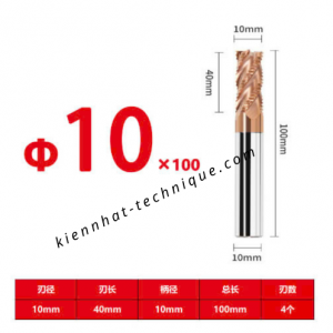 Dao phay phá thô D10*40*100*10-4F