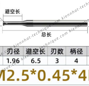 Dao phay ren hợp kim 0.45*6.5*50*4 P0.45 (1 răng)