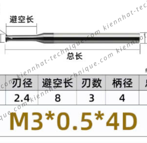 Dao phay ren hợp kim 0.5*8*50*4 P0.5 (1 răng)