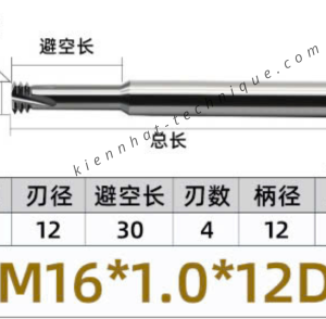Dao phay ren hợp kim 1*30*75*12 P1 (3 răng)