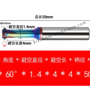 Mũi Chamfer (Vát mép) ngược, phủ DLC (Nhôm) D3*60°*D4*50L*4F