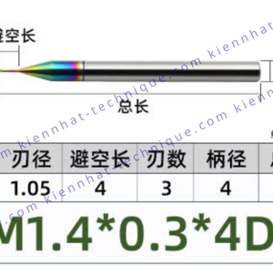 Dao phay ren hợp kim phủ DLC (nhôm) 0.3*4*50*4 P0.3 (1 răng)