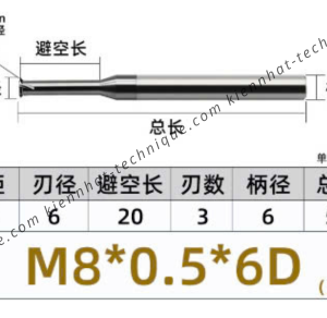 Dao phay ren hợp kim 0.5*20*50*6 P0.5 (1 răng )