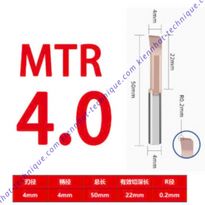 Móc lổ hợp kim MTR4*R0.2*22L*50*4