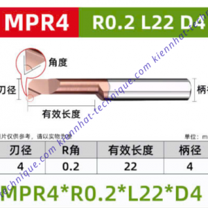 Móc lổ hợp kim MPR4*R0.2*22L*50*4