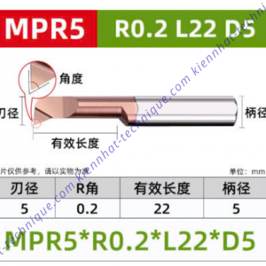 Móc lổ hợp kim MPR5*R0.2*22L*50*5