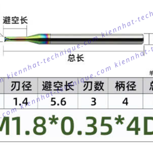 Dao phay ren hợp kim phủ DLC (nhôm) 0.35*5.6*50*4 P0.35 (1 răng)