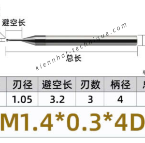 Dao phay ren hợp kim 0.3*3.2*50*4 P0.3 (3 răng)