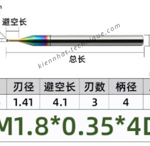 Dao phay ren hợp kim phủ DLC (nhôm) 0.35*4.1*50*4 P0.35 (3răng)