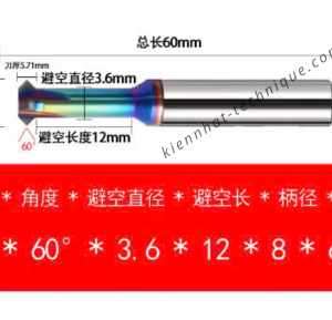 Mũi Chamfer (Vát mép) ngược, phủ DLC (Nhôm) D8*60°*D8*50L*4F