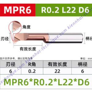 Móc lổ hợp kim MPR6*R0.2*22L*50*6