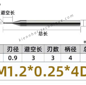 Dao phay ren hợp kim 0.25*3*50*4 P0.25 (3 răng)