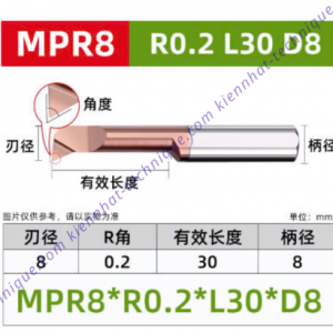 Móc lổ hợp kim MPR8*R0.2*27L*50*8