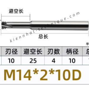 Dao phay ren hợp kim 2*25*75*10 P2 (3 răng)