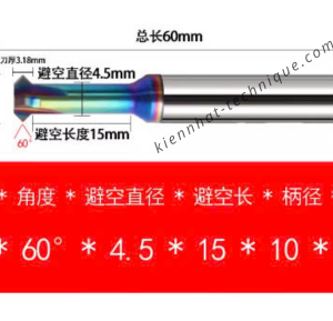 Mũi Chamfer (Vát mép) ngược, phủ DLC (Nhôm) D10*60°*D10*50L*4F