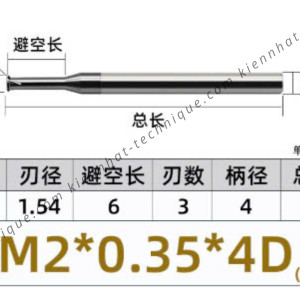 Dao phay ren hợp kim 0.35*6*50*4 P0.35 (1 răng)