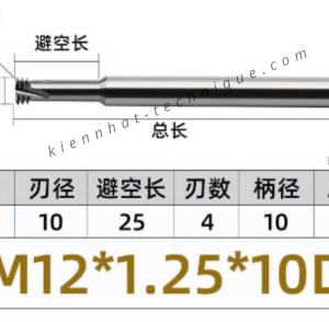 Dao phay ren hợp kim 1.25*25*75*10 P1.25 (3 răng)