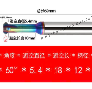 Mũi Chamfer (Vát mép) ngược, phủ DLC (Nhôm) D12*60°*D12*50L*4F