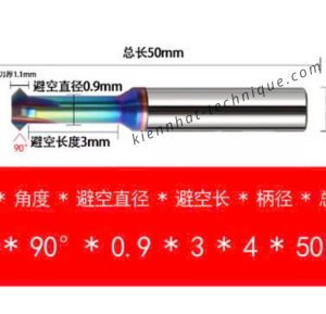 Mũi Chamfer (Vát mép) ngược, phủ DLC (Nhôm) D2*90°*D4*50L*4F