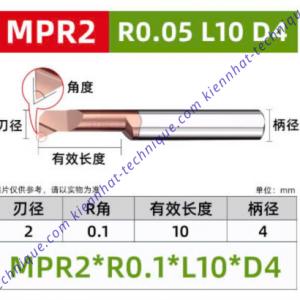 Móc lổ hợp kim MPR2*R0.1*10L*50*4