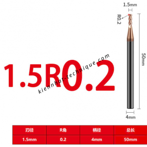 Dao phay Trụ cầu D1.5(R0.2)*50*4-4F