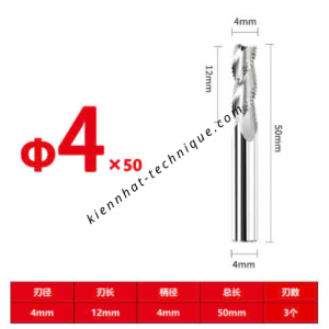 Dao phay phá thô nhôm 4*12*50*4-3F
