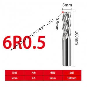 Dao phay Trụ cầu nhôm D6(R0.5)x30x100x6-3F