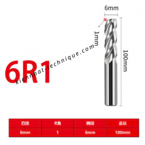 Dao phay Trụ cầu nhôm  D6(R1)x30x100x6-3F