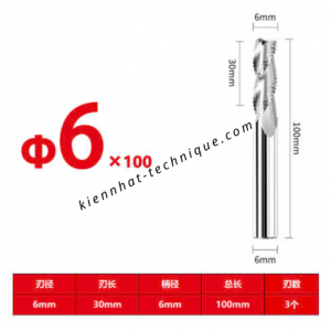 Dao phay phá thô nhôm 6*30*100*6-3F