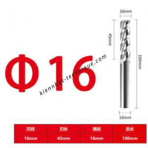 Dao phay Trụ nhôm 16*45*100*16-3F