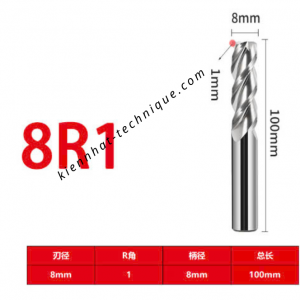 Dao phay Trụ cầu nhôm  D8(R1)x40x100x8-3F